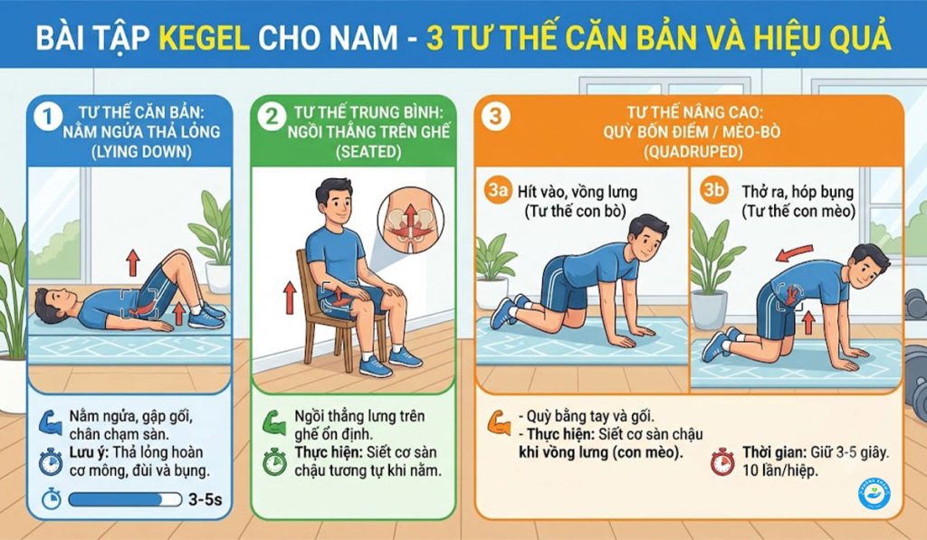 Gợi ý một vài động tác Kegel cho nam giới