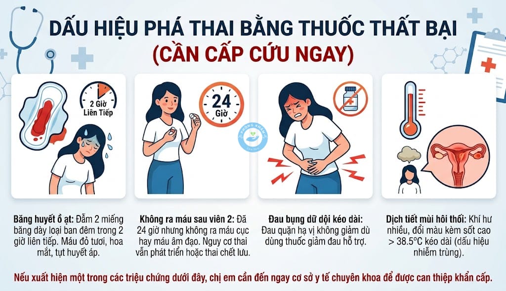 Dấu hiệu phá thai bằng thuốc thất bại