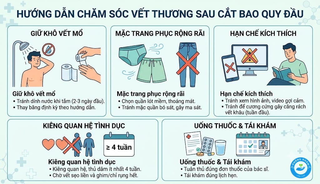 Hướng dẫn chăm sóc vết mổ sau cắt bao quy đầu