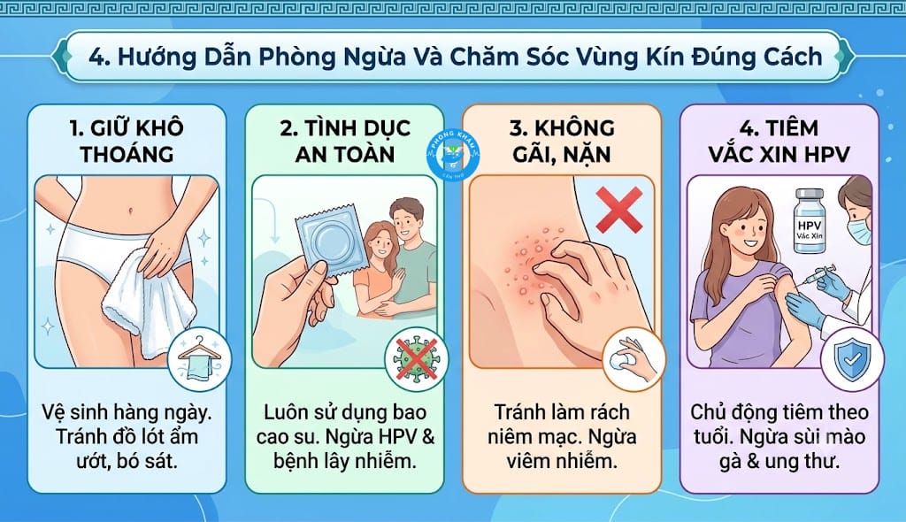 Hướng dẫn chăm sóc vùng kín và phòng ngừa bệnh tình dục như sùi mào gà