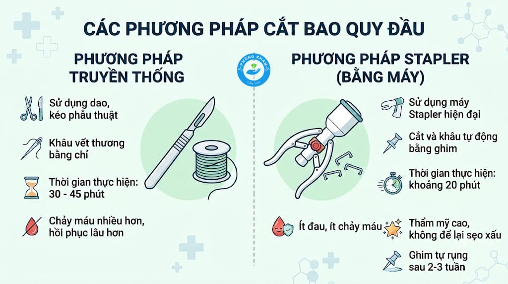 Phân biệt 2 phương pháp cắt bao quy đầu truyền thống và cắt bằng máy